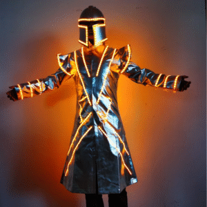LED-illuminated suit in gold color