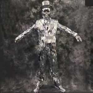 A silver mirror-designed suit that reflects light