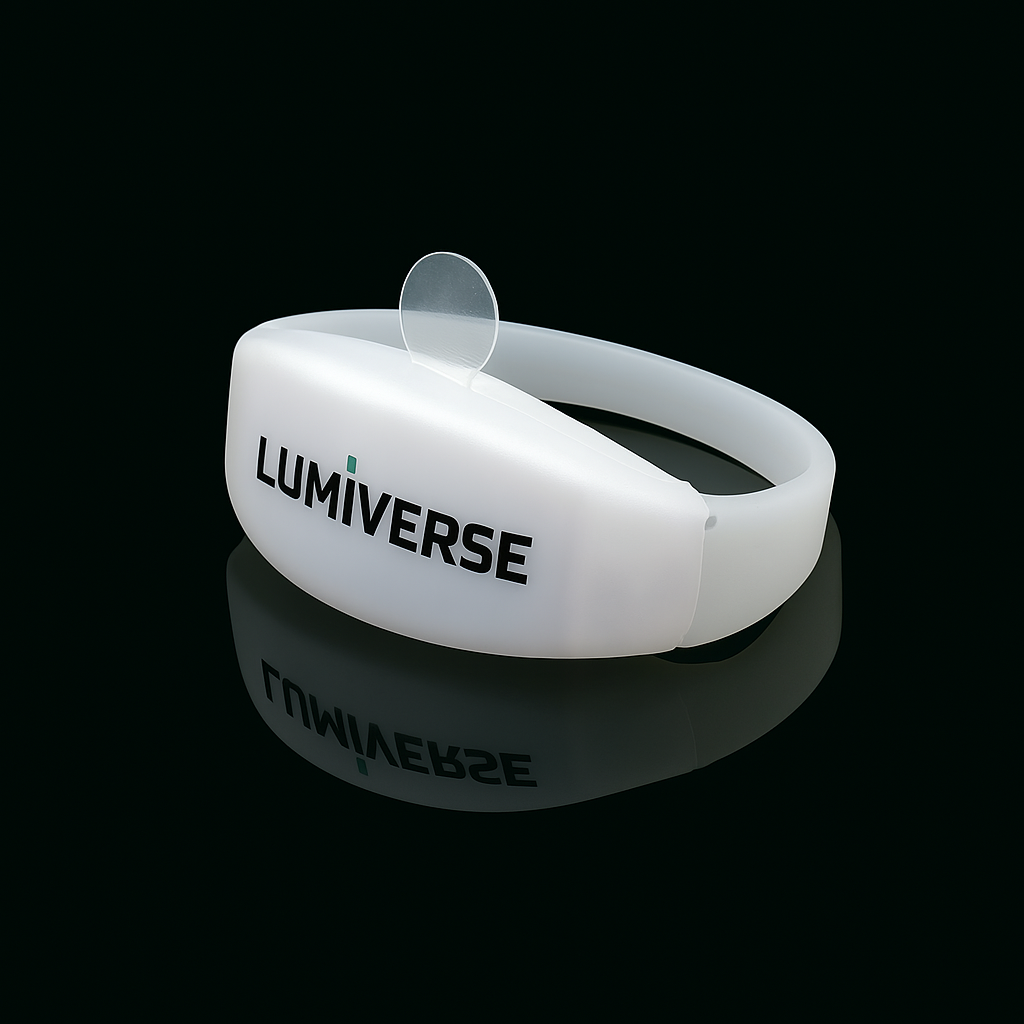 An LED wristband with color-changing lights