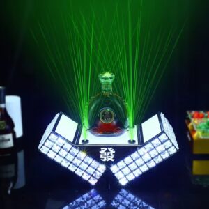 A serving stand featuring LED and laser edge lighting