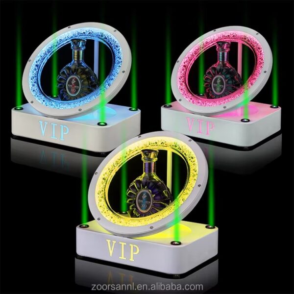 A VIP drink display base featuring color-changing LED lights and a ...