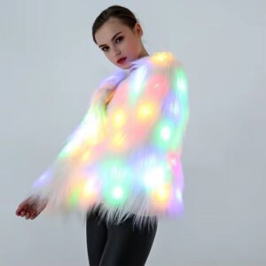 Multicolor LED illuminated jacket made of fur