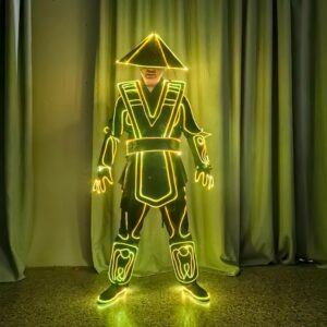 A performance suit with color-changing LED lighting