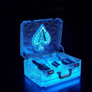 A color-changing LED drink serving box with a logo