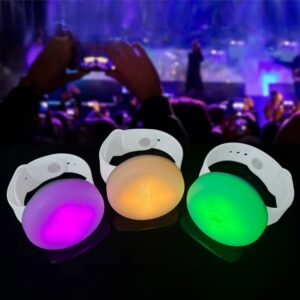 A rechargeable LED wristband with color-changing lights