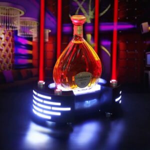 A color-changing serving base with a red laser effect