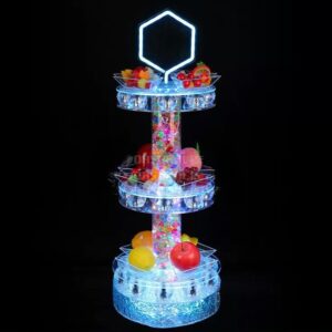 A color-changing LED fruit serving base