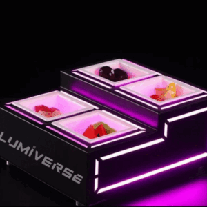 A color-changing LED serving base