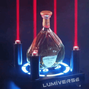 A metal LED serving stand with laser effects